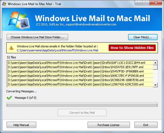 Transferring Windows Mail to Mac Mail screenshot