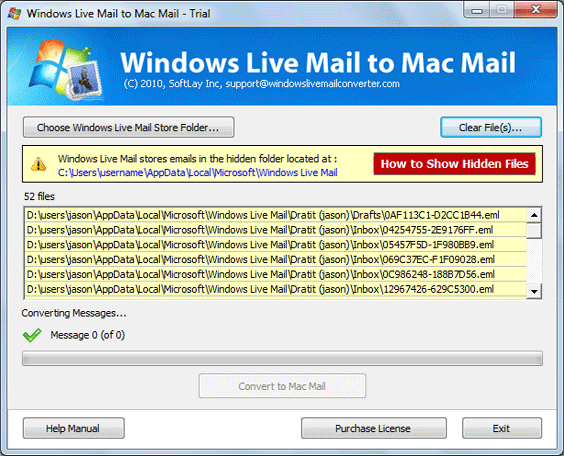 Transferring Windows Live Mail to Apple Mail screenshot